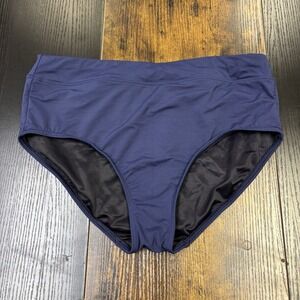 Lands‎ End Swim Bikini Womens 14 Navy Tummy Control High Waisted Bottoms